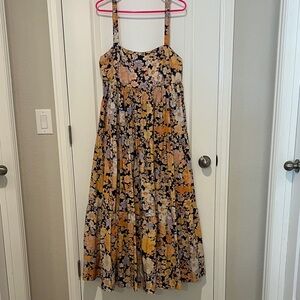 Free People Floral Maxi Dress - Black and Yellow